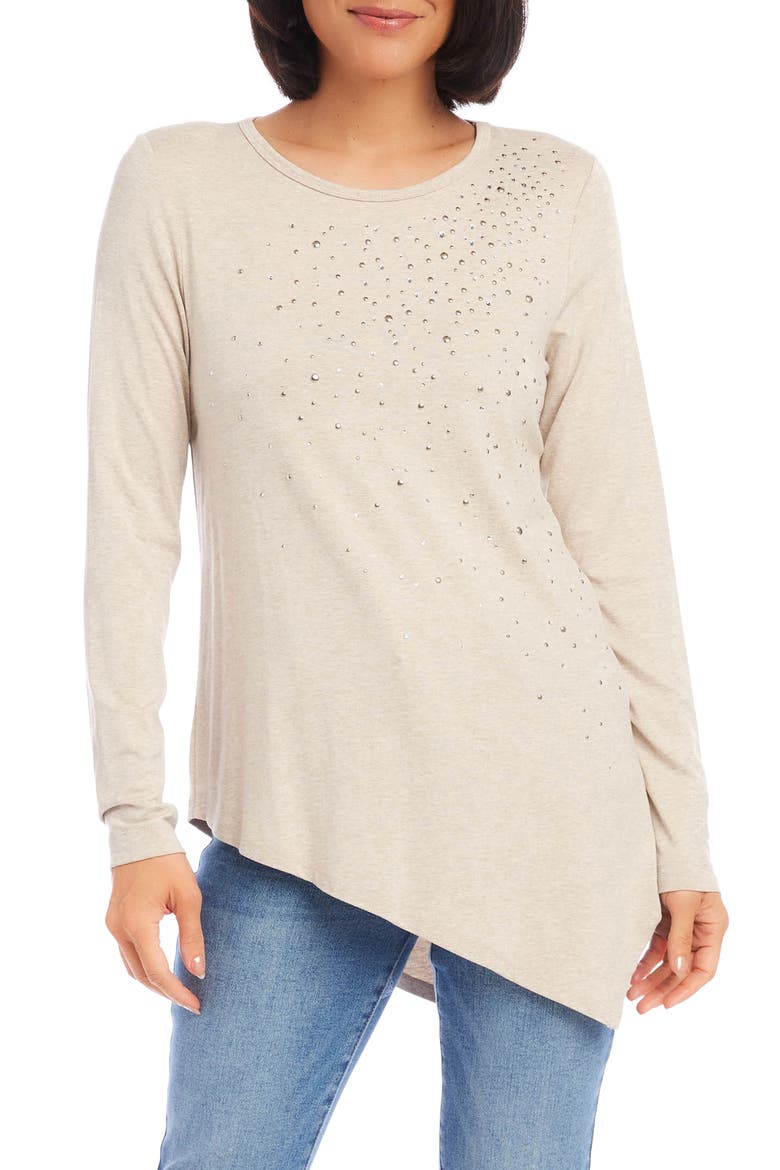 Embellished Asymmetric Top, Main, color, OATMEAL