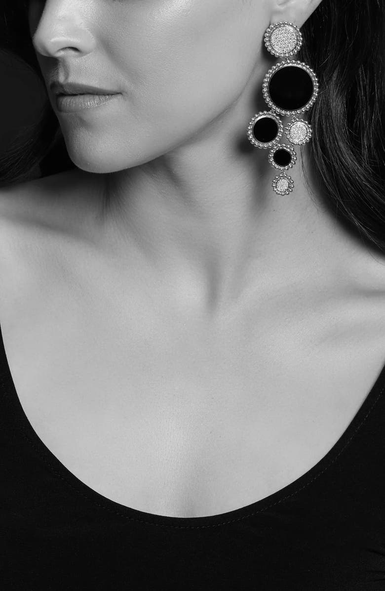 LAGOS Maya Diamond & Onyx Statement Drop Earrings, Alternate, color, Silver/ Onyx