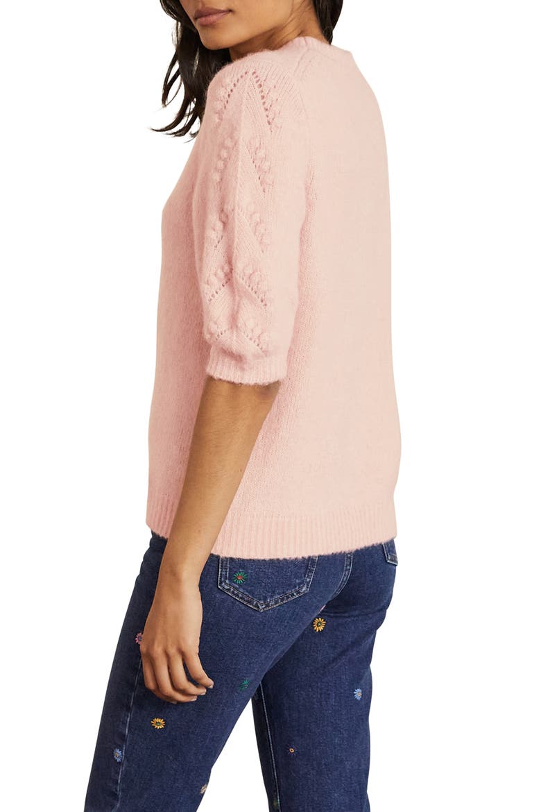 Pointelle Elbow Sleeve Sweater, Alternate, color, MILKSHAKE