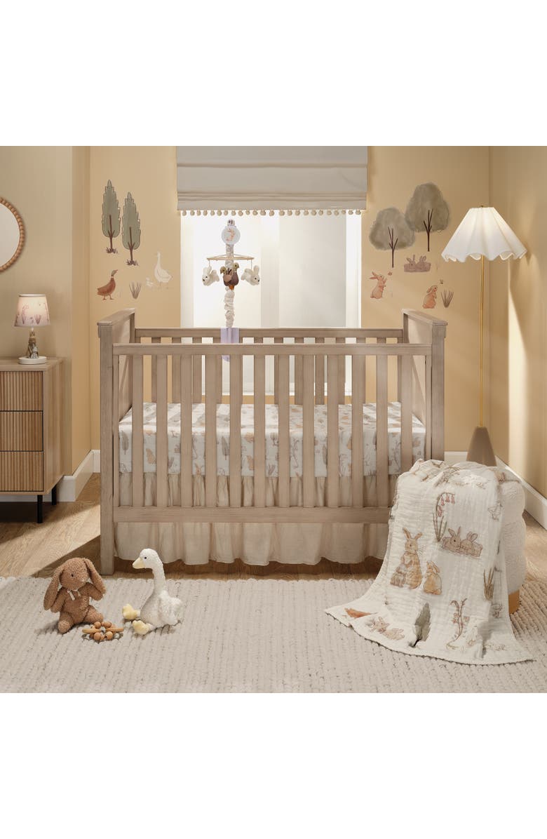 Lambs & Ivy Signature Bunny Hop Organic Cotton Muslin 3-Piece Crib Bedding Set, Alternate, color, Cream
