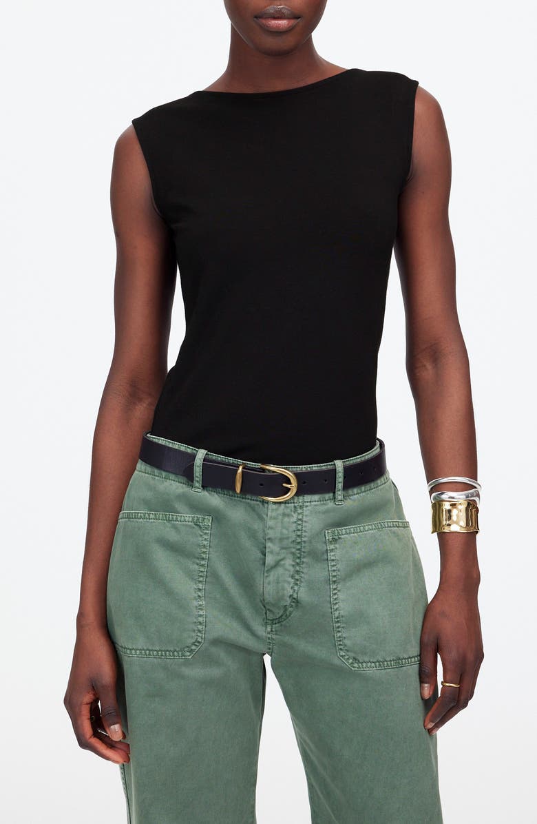 Madewell Low Back Cap Sleeve T-Shirt, Main, color, Jet Black