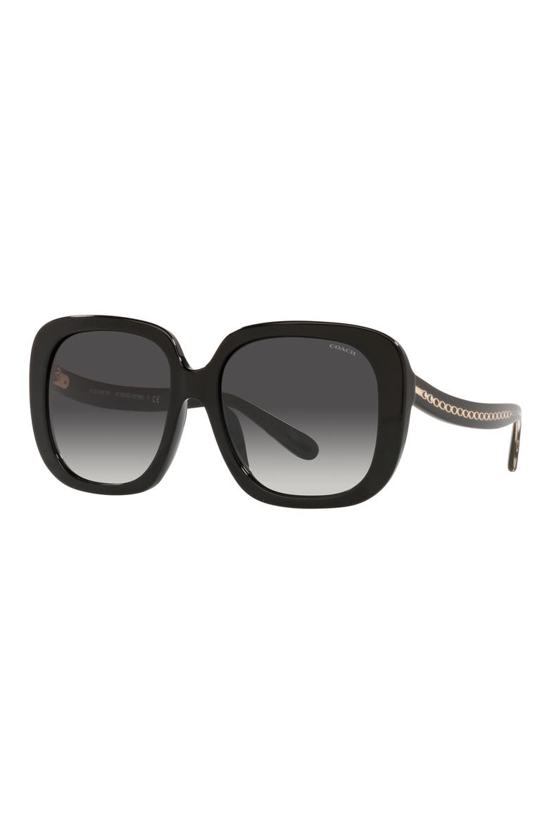 56mm Square Sunglasses, Alternate, color, BLACK