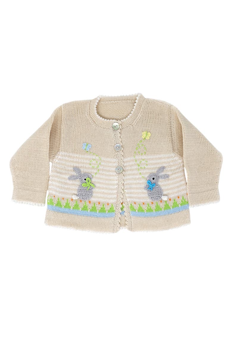 Easter Cardigan with Bunnies, Main, color, Ivory