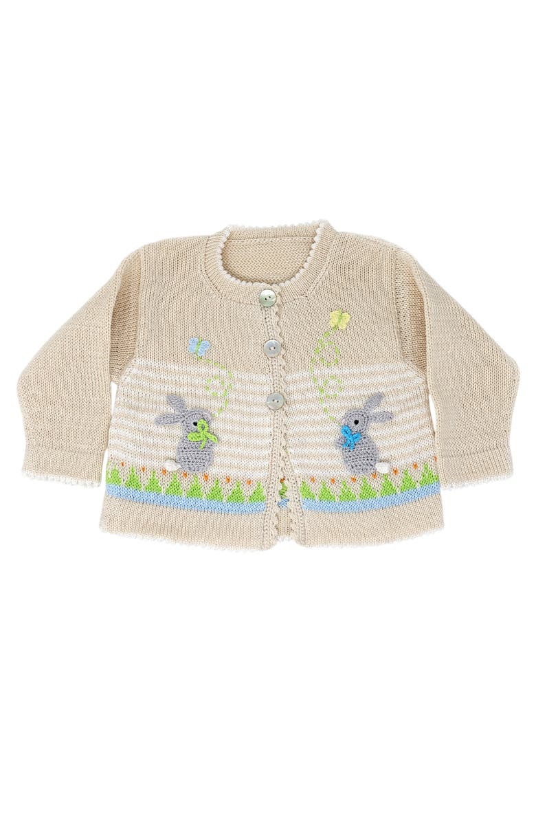 Melange Collection Easter Cardigan with Bunnies, Main, color, Ivory