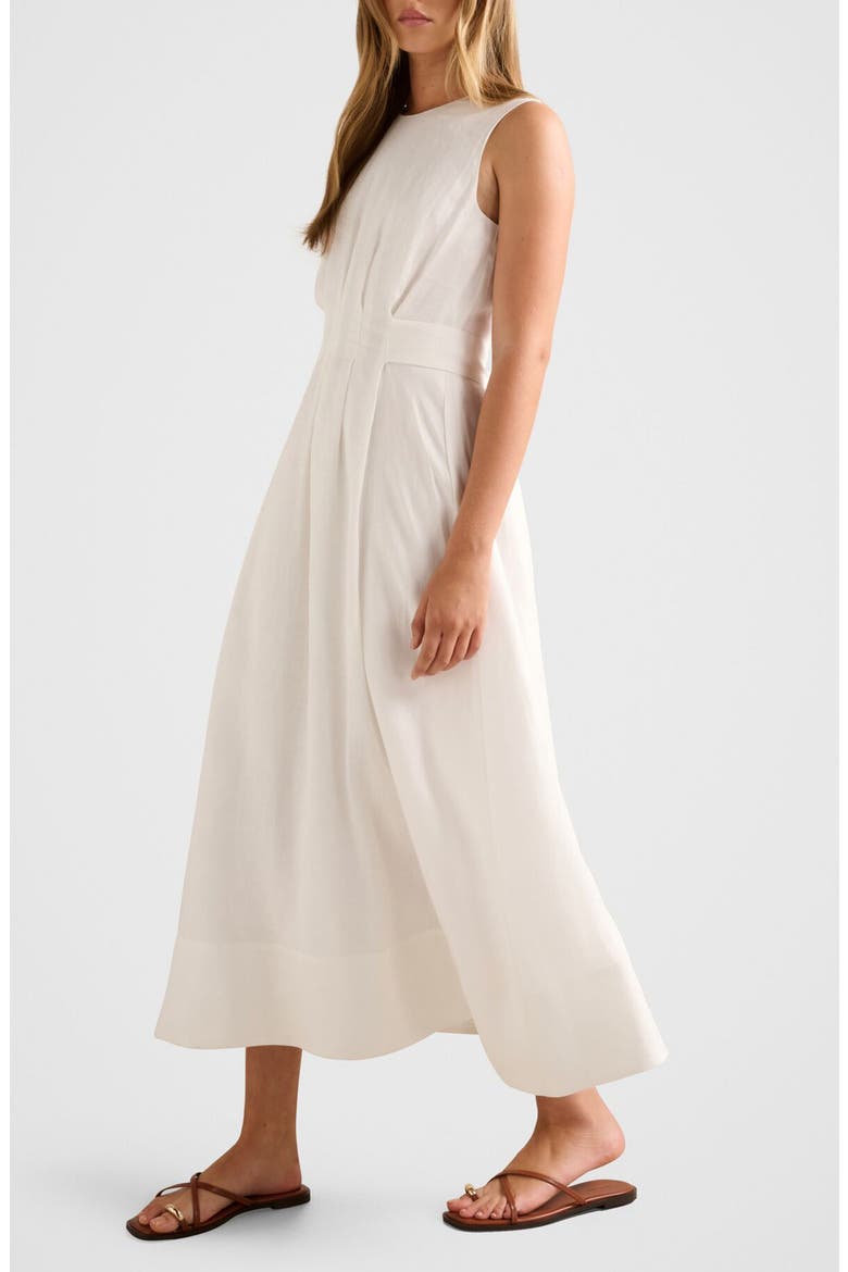 Rosie Tuck Detail Sleeveless Linen Dress, Alternate, color, PORCELAIN