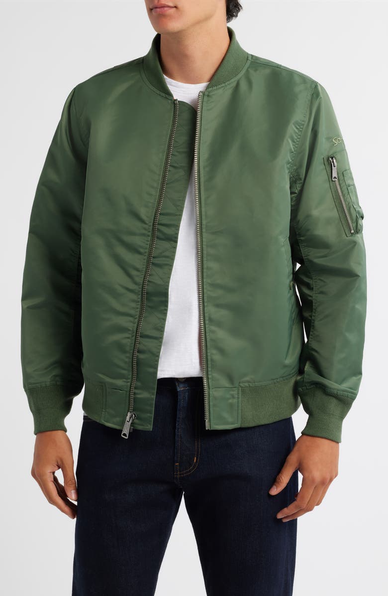 Schott NYC MA-1 Satin Flight Jacket, Main, color, Sage