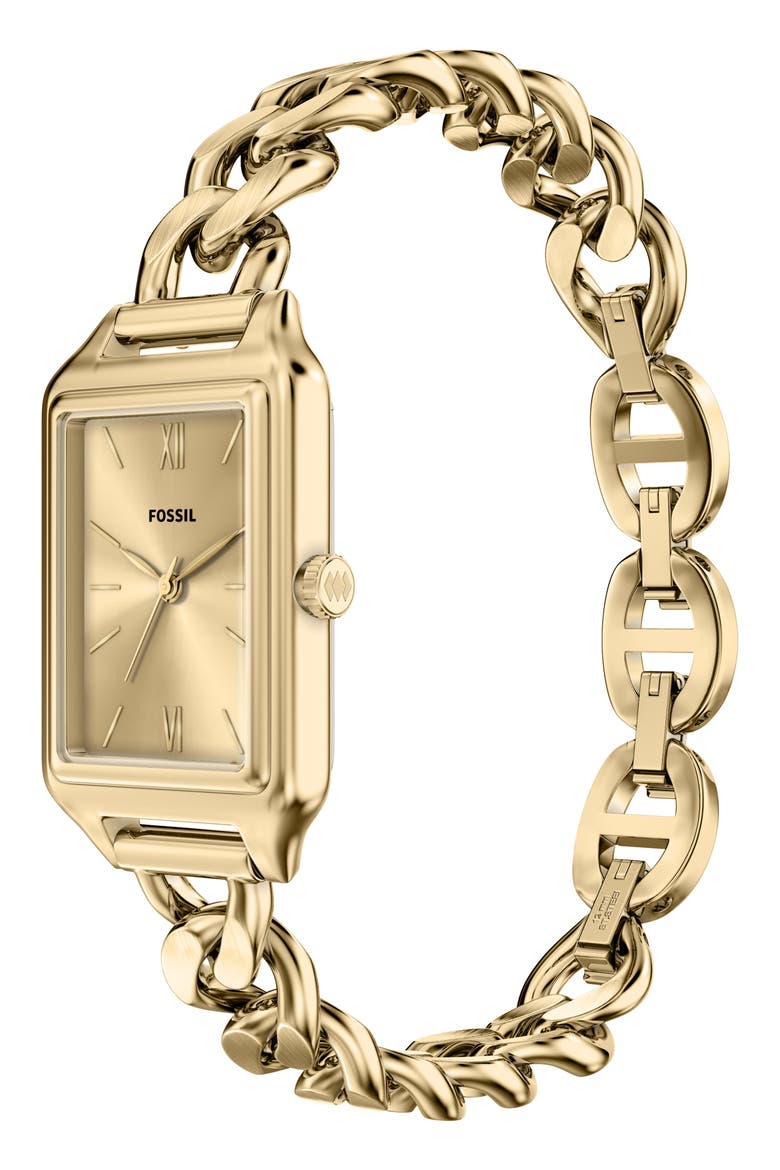 Raquel Tank Curb Chain Bracelet Watch, 23mm x 38mm, Alternate, color, GOLD