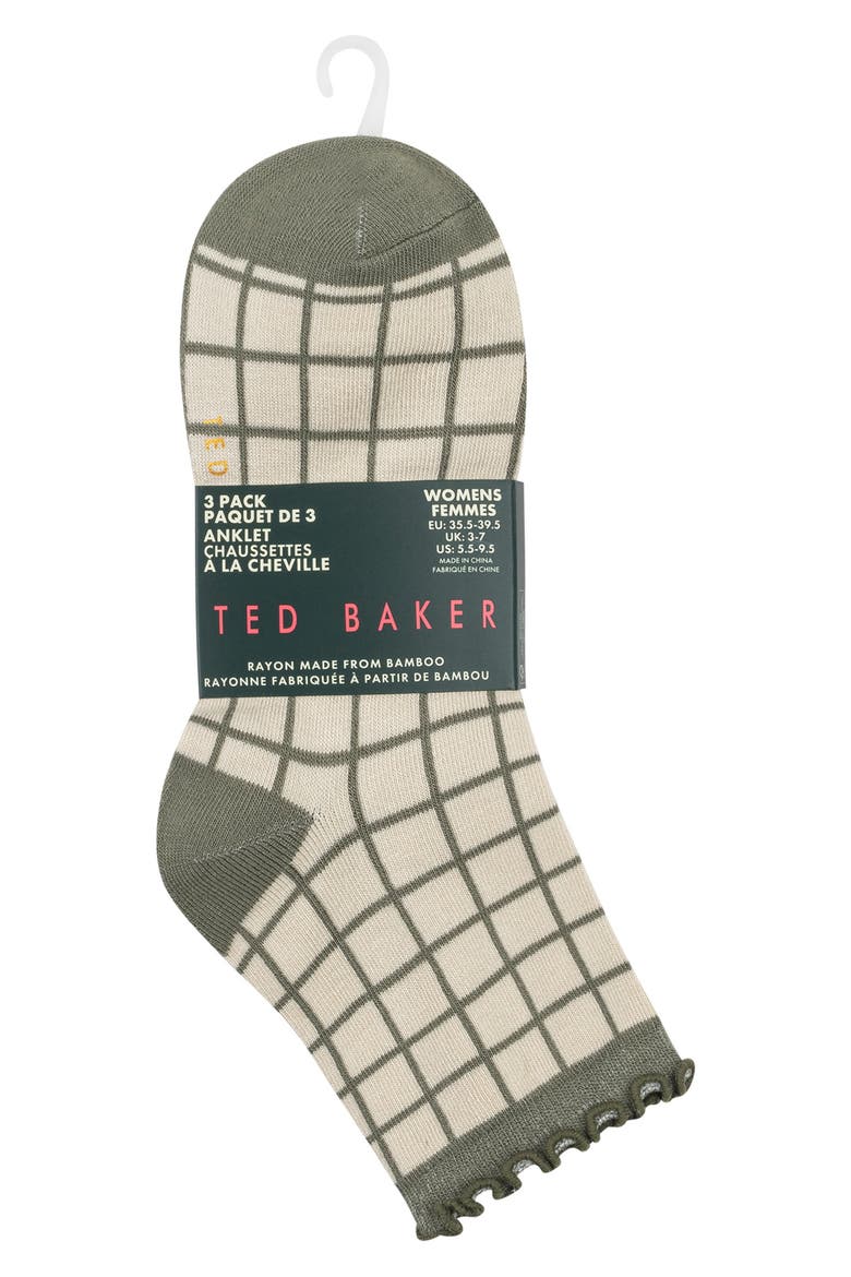 Assorted 3-Pack Ruffle Trim Crew Socks, Alternate, color, DARK GREEN