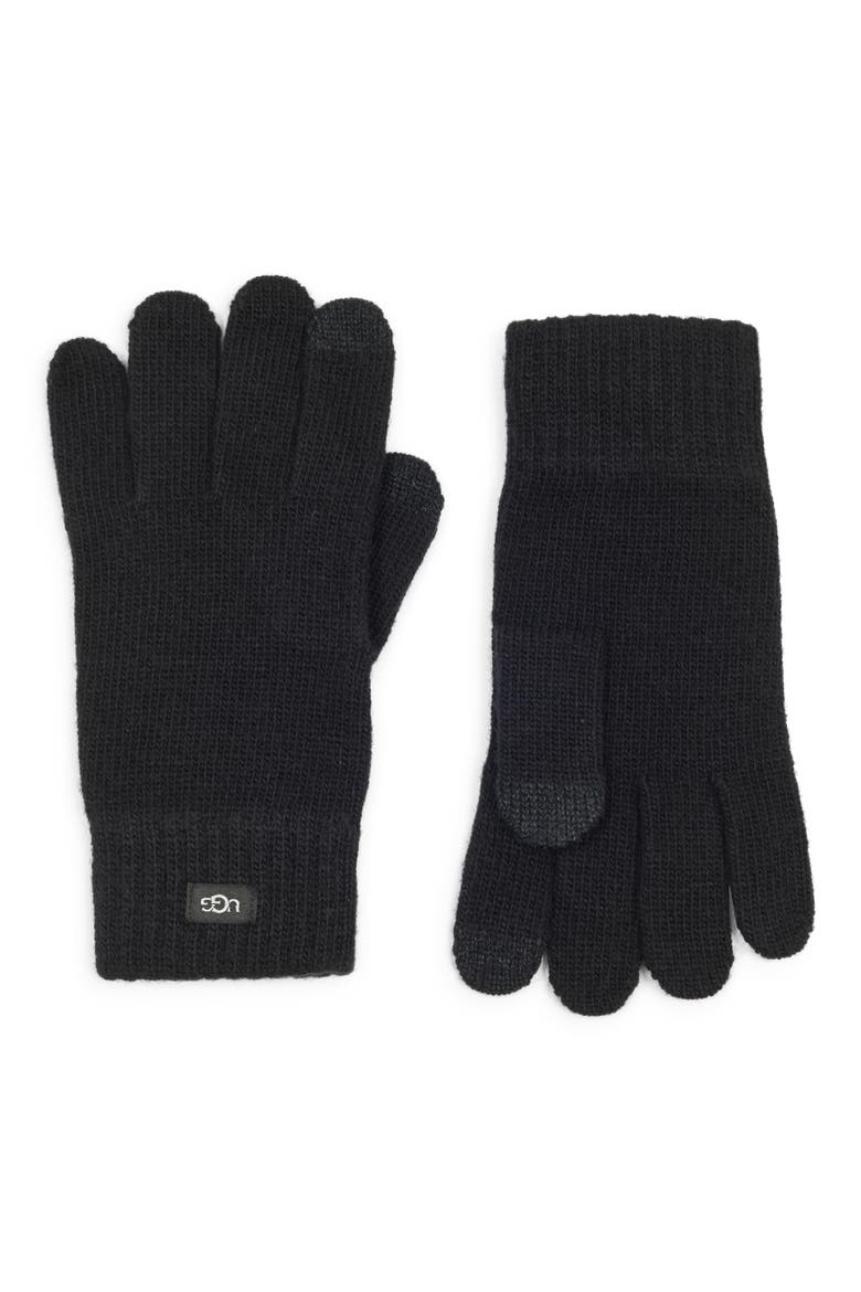 Knit Tech Gloves, Main, color, BLACK
