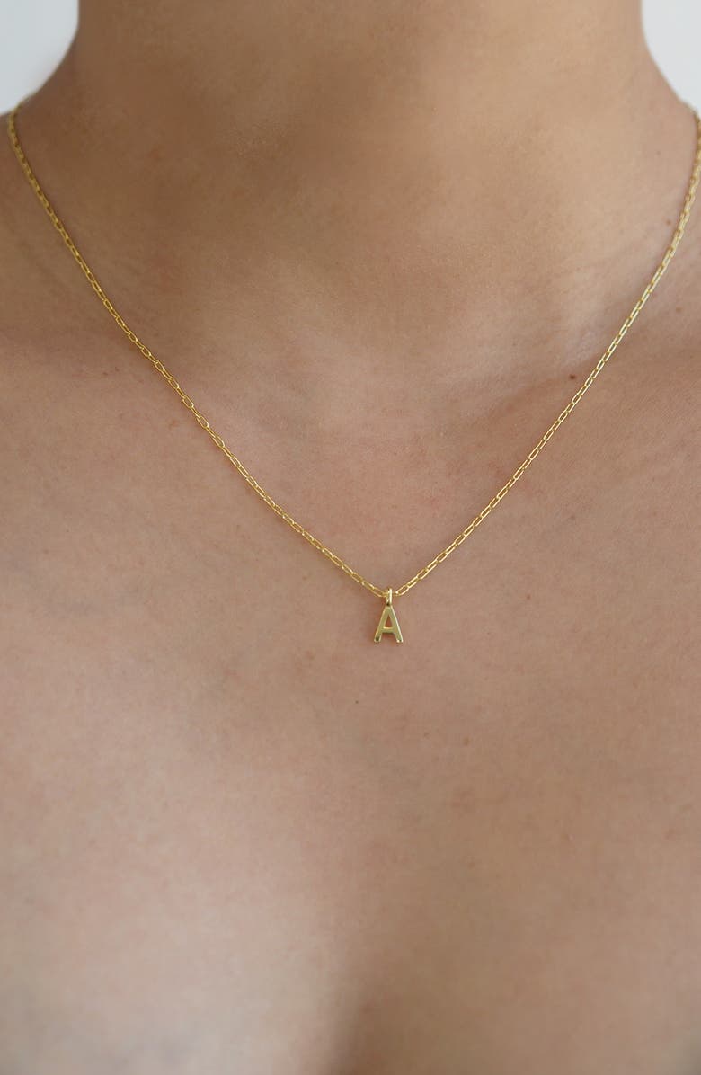 Argento Vivo Sterling Silver Initial Pendant Sterling Silver Paper Clip Chain Necklace, Alternate, color, Gold - A