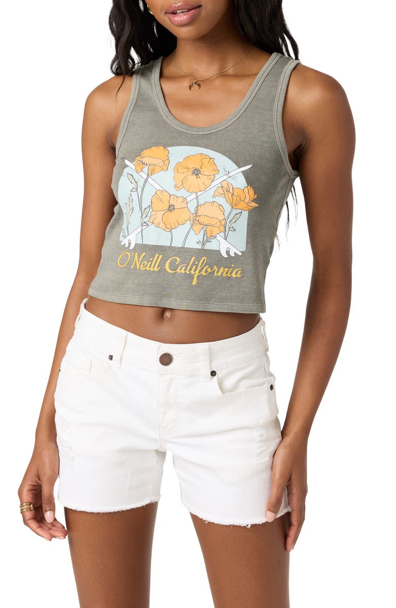 O'Neill West Coast Crop Cotton Graphic Tank, Main, color,