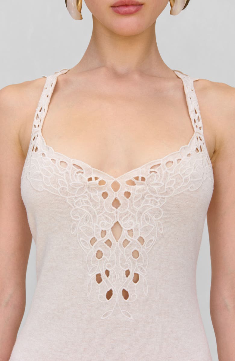 Cult Gaia Matisse Lace Accent Knit Halter Minidress, Alternate, color, Cloud