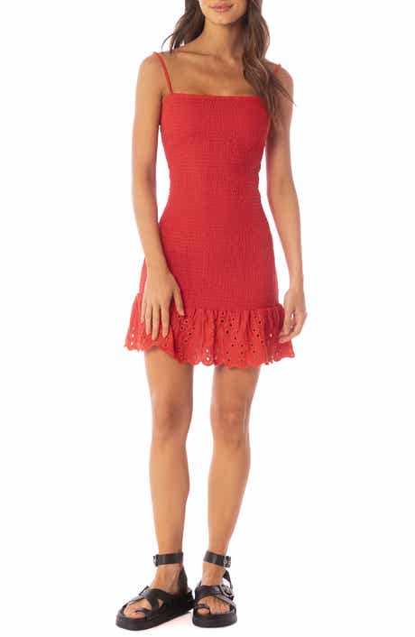 Maaji Scarlet Flex Zephyra Smocked Cover-Up Mini Sundress