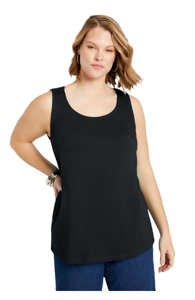 June + Vie Scoopneck One + Only Tank Top, Main, color, Black