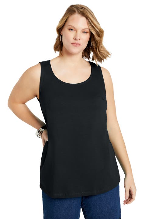 June + Vie Scoopneck One + Only Tank Top In Brown