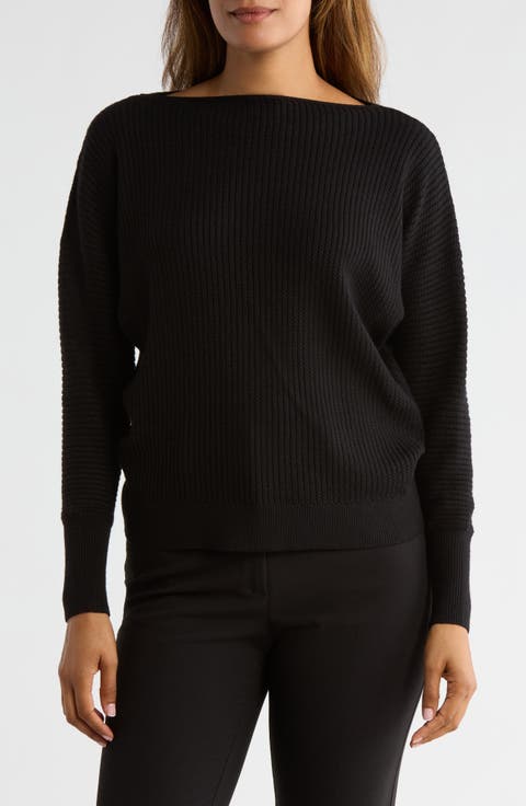 Boat Neck Dolman Sleeve Sweater