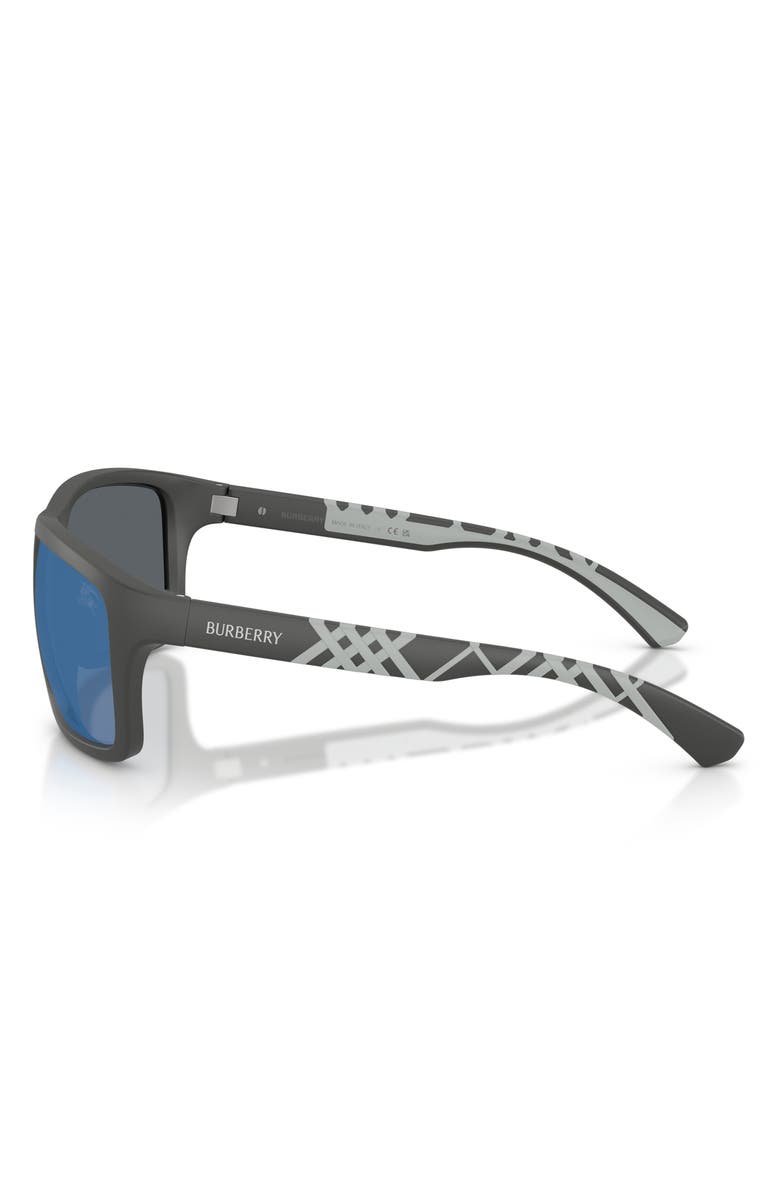 Burberry 60mm Rectangle Sunglasses, Alternate, color, Matte Grey / Dark Blue Blue