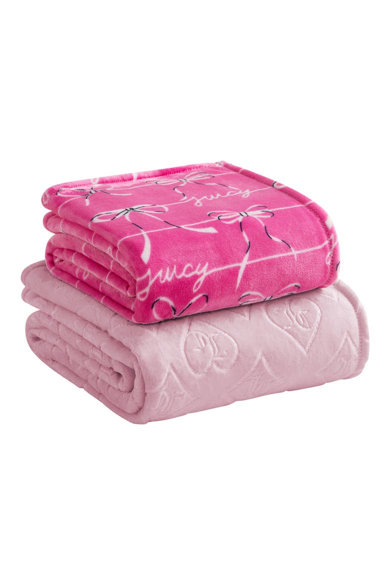 2-Pack Throw Blankets, Main, color, ROYAL EMBOSSED / BOW