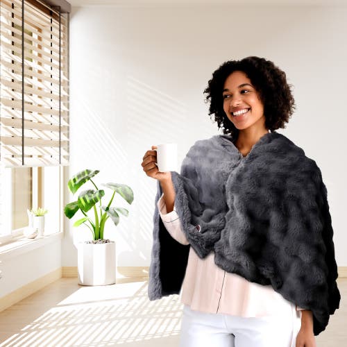 Pursonic Heated Poncho Shawl In Gray