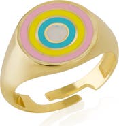 Spero London Enamel Round Sterling Silver Signet Ring