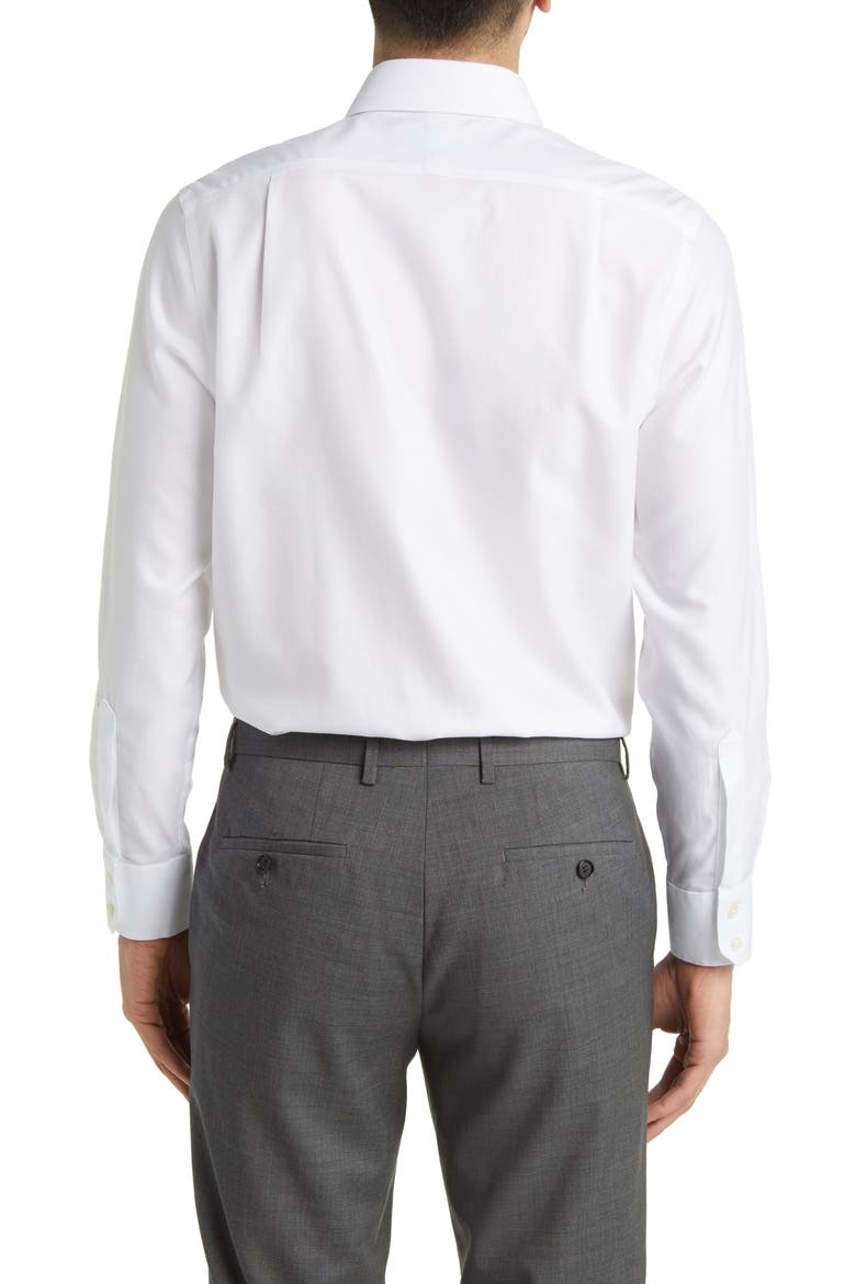 Non-Iron Clifton Weave Cutaway Slim Fit Shirt Single Cuff, Alternate, color, WHITE