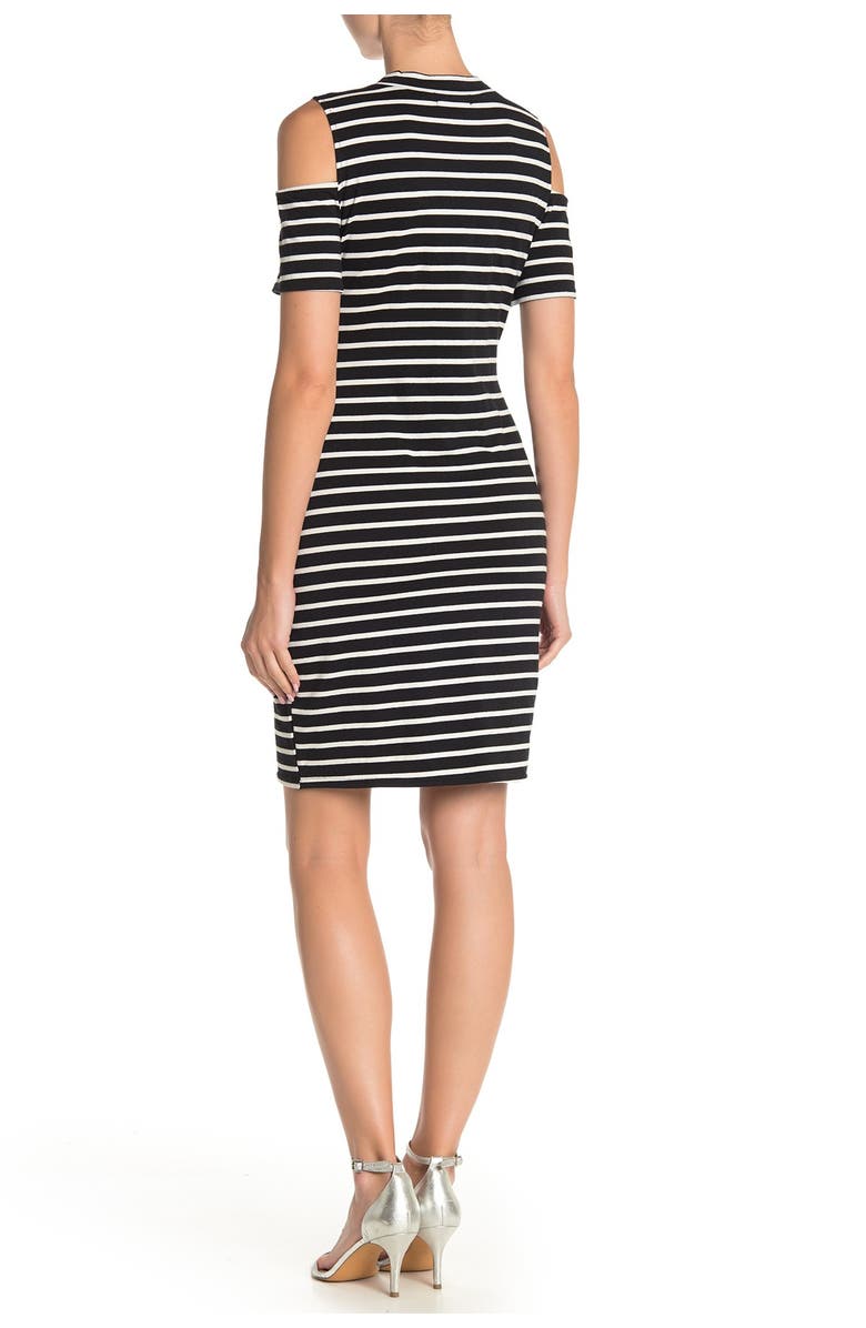 PAPILLON Striped Cold Shoulder Sheath Dress, Alternate, color, 