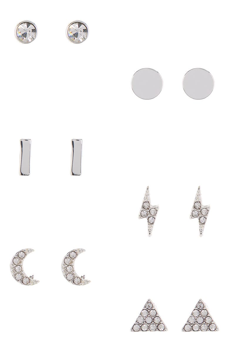 DKNY Set of 6 Moon/Lightning Stud Earrings, Main, color, 