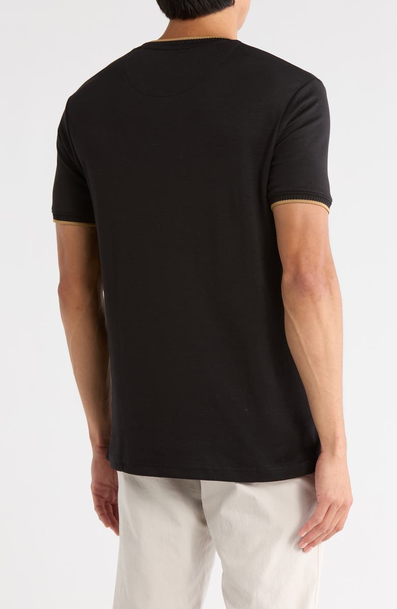 DENIM AND FLOWER Texture Knit Crew T-Shirt, Alternate, color, Black