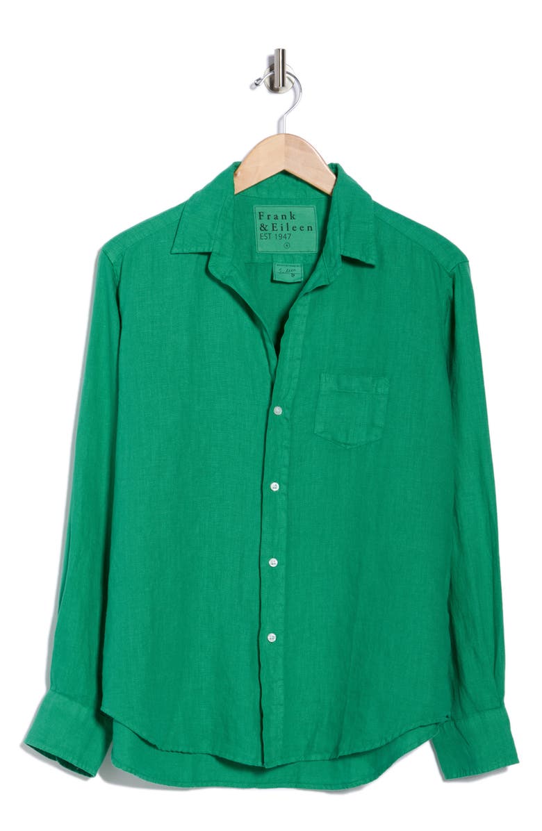 Frank & Eileen Relaxed Linen Button-Up Shirt, Alternate, color, Kelly Green