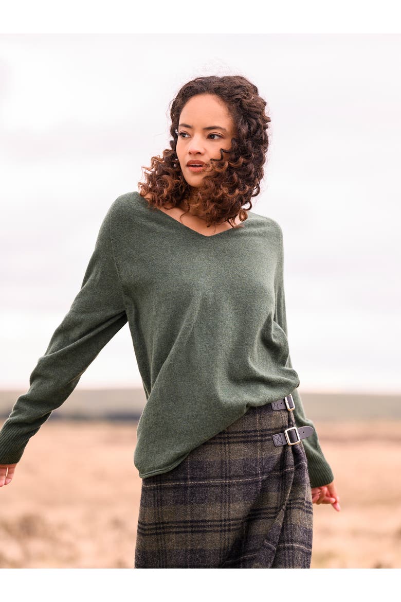 Geelong Wool Slouch V-Neck Sweater, Alternate, color, MOSS