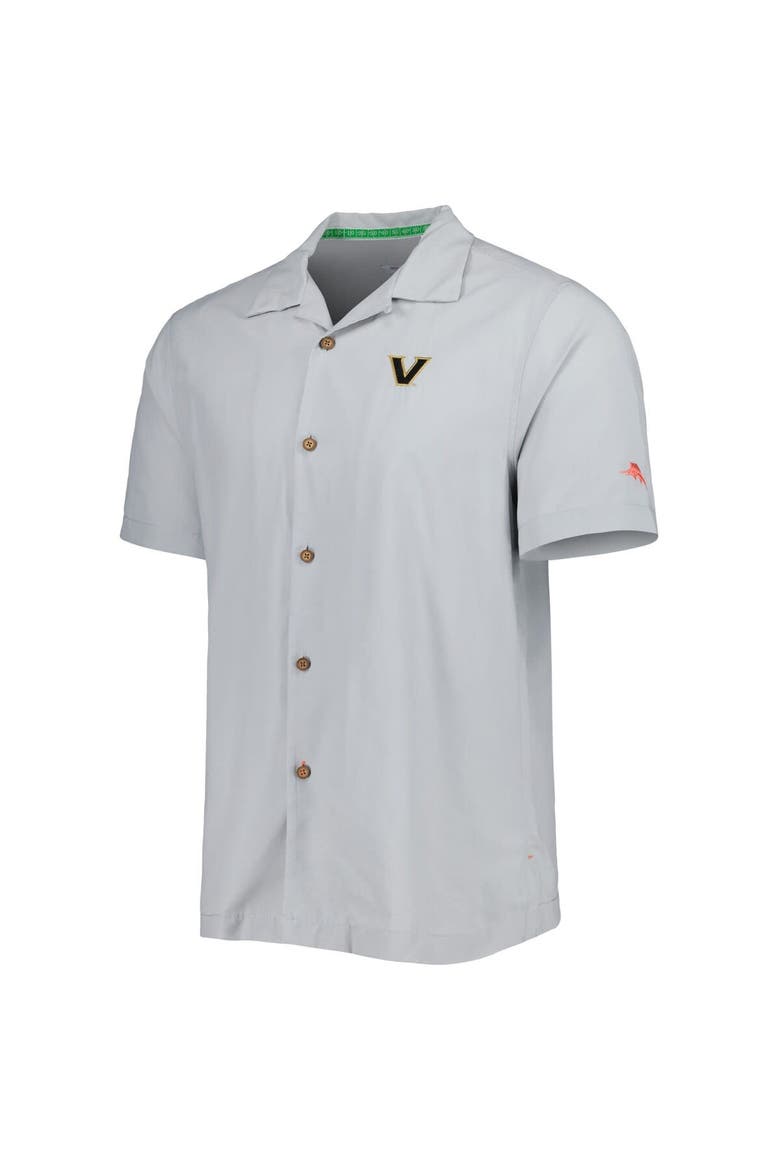 Men's Tommy Bahama Gray Vanderbilt Commodores Coconut Point Frondly Fan Camp IslandZone Button-Up Shirt, Alternate, color, Gray