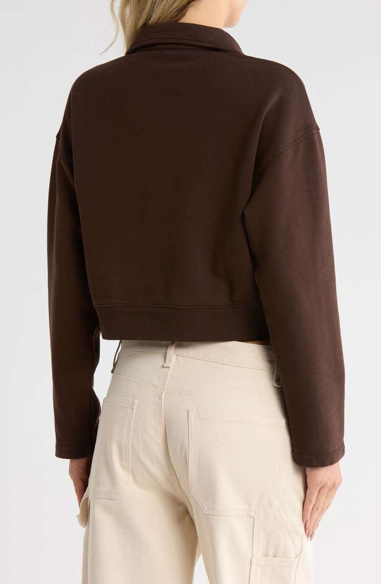 FRAME Johnny Collar Fleece Crop Sweatshirt, Alternate, color, Mulch