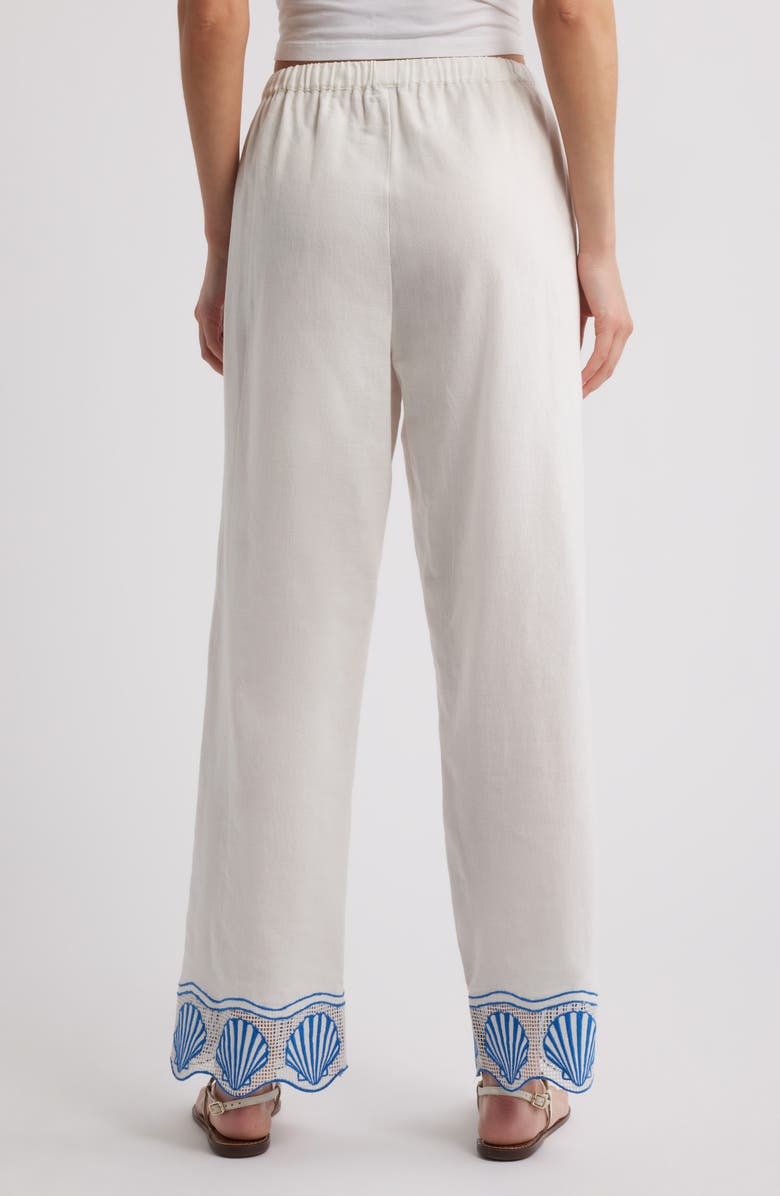 Rails Tildi Shell Embroidered Cotton & Linen Pants, Alternate, color, White