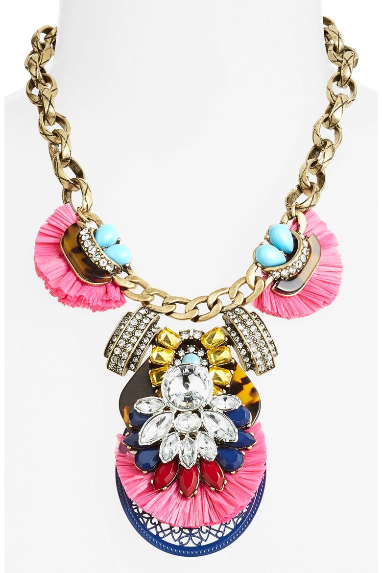 Faux Tortoiseshell & Crystal Necklace, Alternate, color, PINK MULTI
