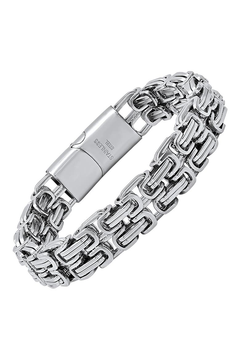 Men's Stainless Steel Double Chain Bracelet, Alternate, color, SILVER