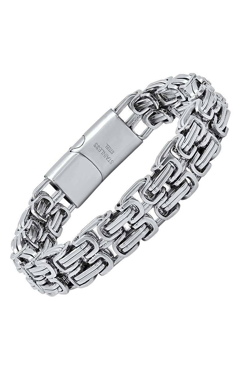 HMY JEWELRY Men's Stainless Steel Double Chain Bracelet, Alternate, color, 