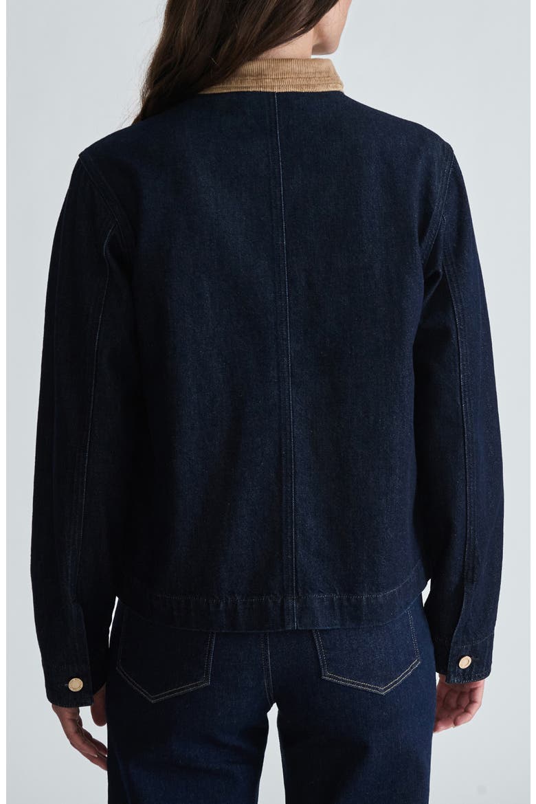Betsy Corduroy Collar Boxy Denim Jacket, Alternate, color, RINSE GOLD PREMIUM