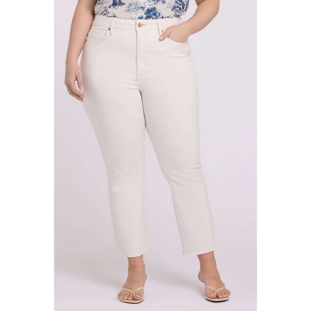 Nydj Billie Frayed High Waist Ankle Mini Bootcut Jeans In White