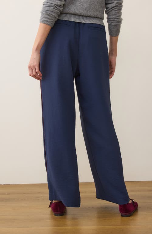 Marine Layer Allison Pull-on Wide Leg Velvet Stripe Pants In Blue