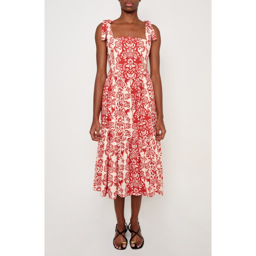 The Lulo Project The Backbone Stretch Cotton Midi Sundress In Red