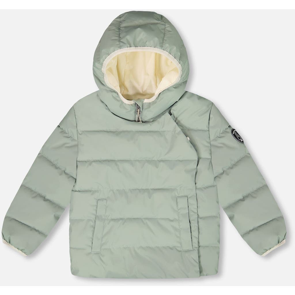 Deux Par Deux Compressible Winter Puffy Coat Designed For Car Seat In Green
