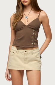 EDIKTED Dafna Asymmetric Button Detail Tank