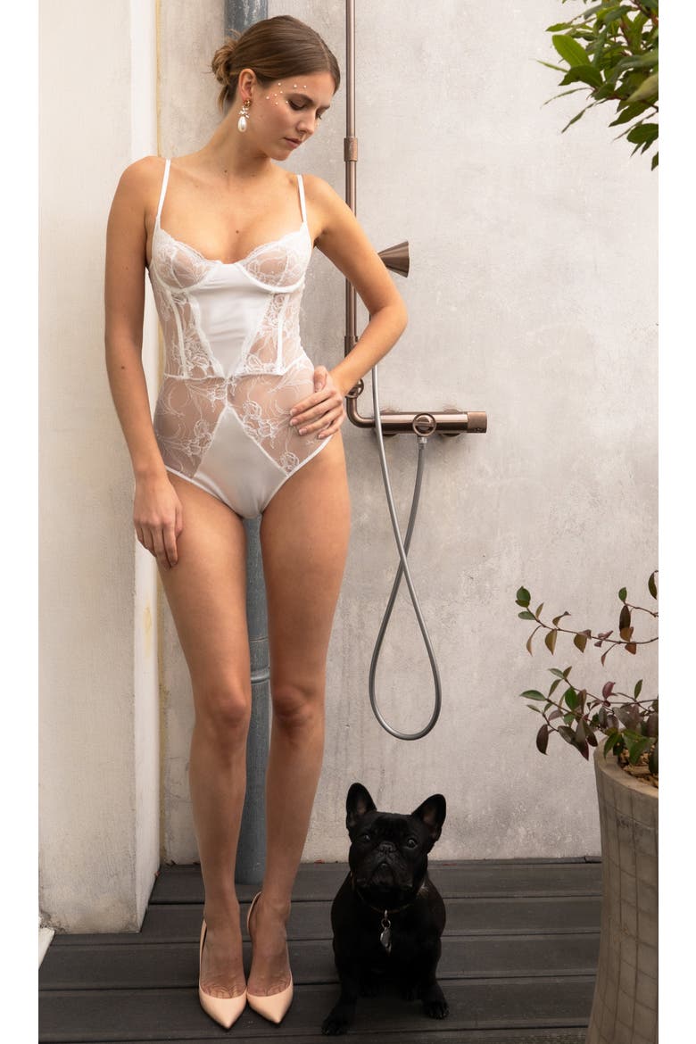 Calista Bodysuit, Alternate, color, White