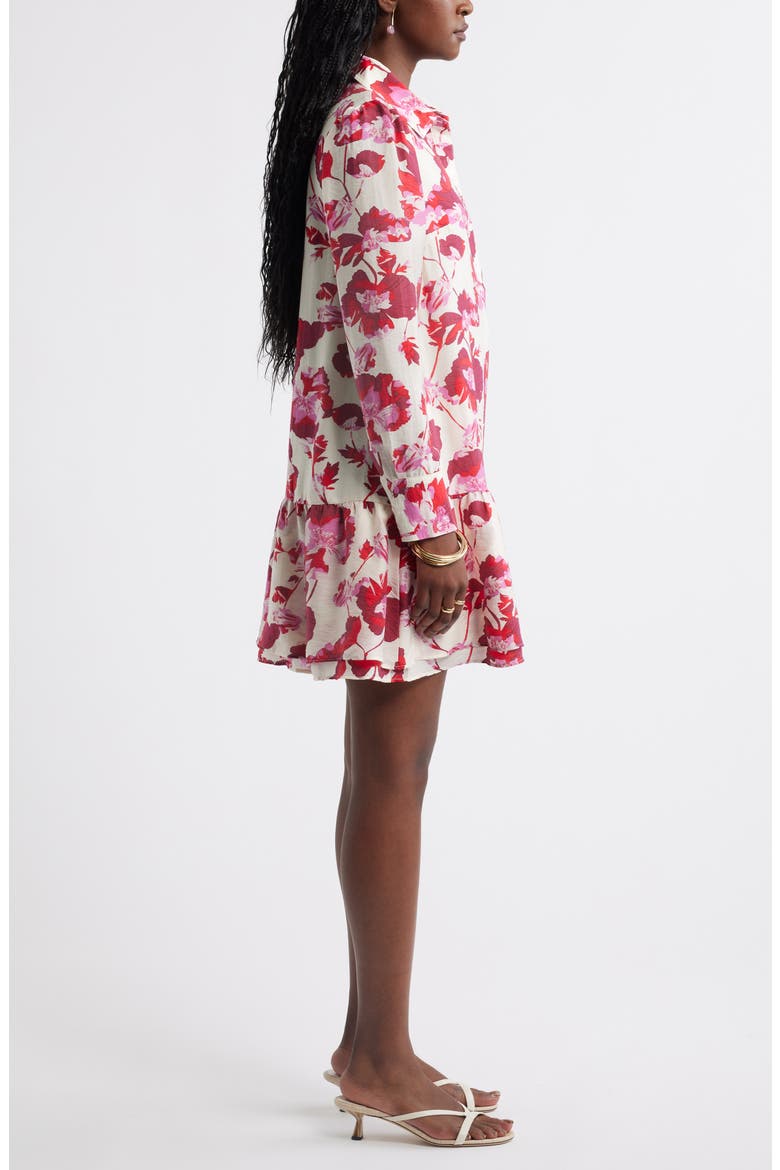 Floral Print Shirtdress, Alternate, color, IVORY- RED BLOOMING COSMOS