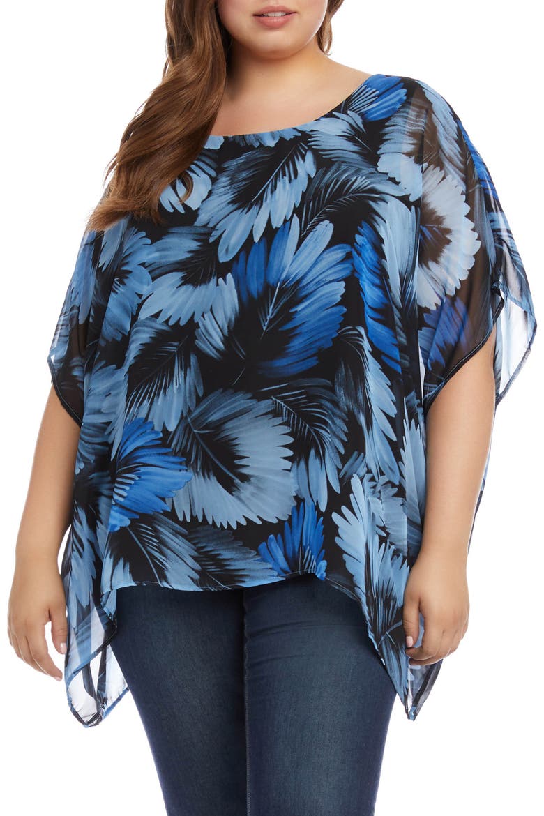Layered Scarf Print Chiffon Top, Main, color, PRINT