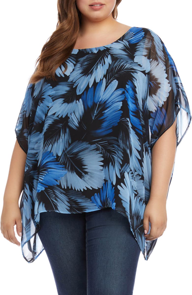 Karen Kane Layered Scarf Print Chiffon Top, Main, color, 