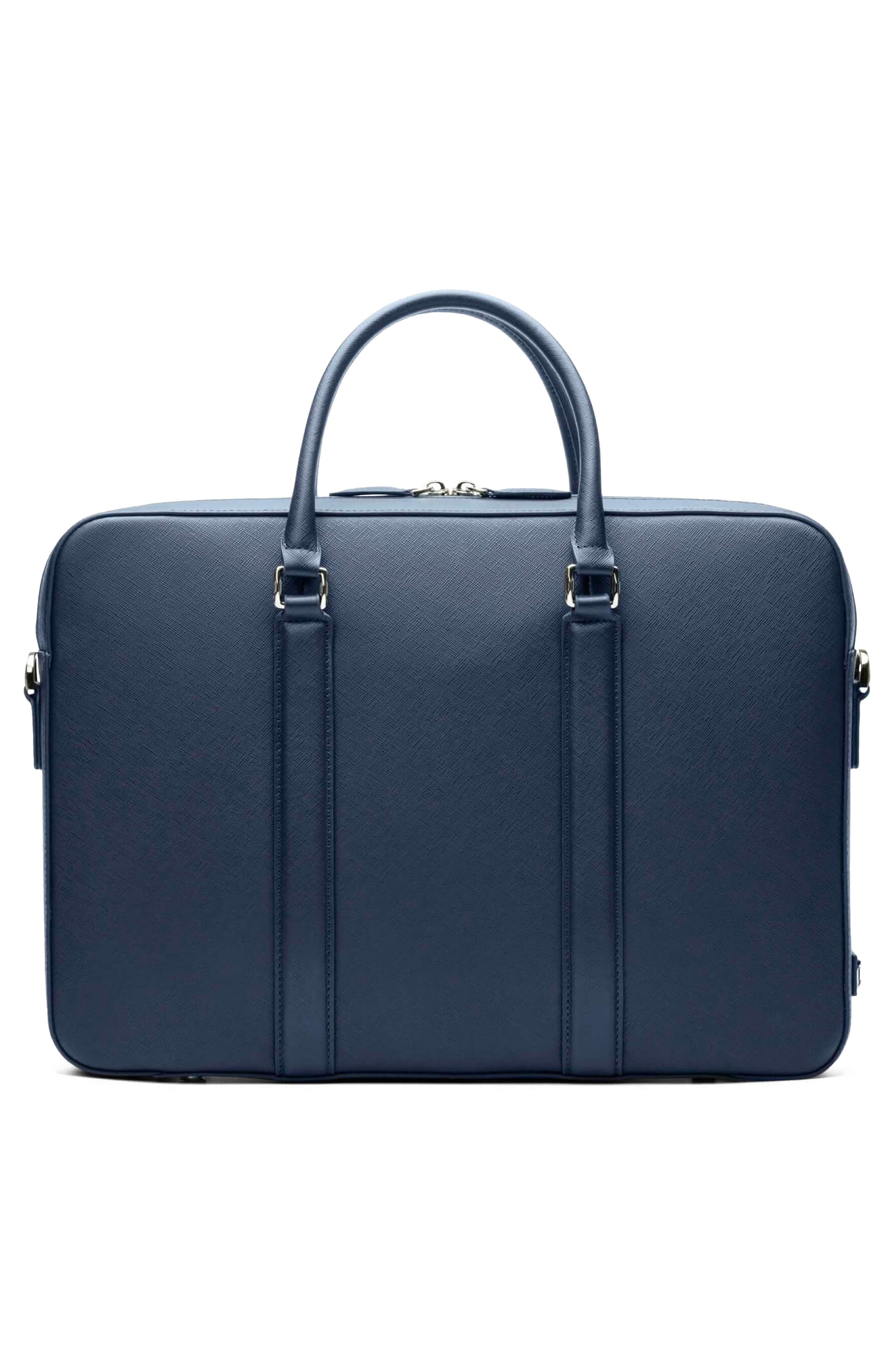 Maverick & Co. Manhattan Deluxe Leather Briefcase, Alternate, color, Navy