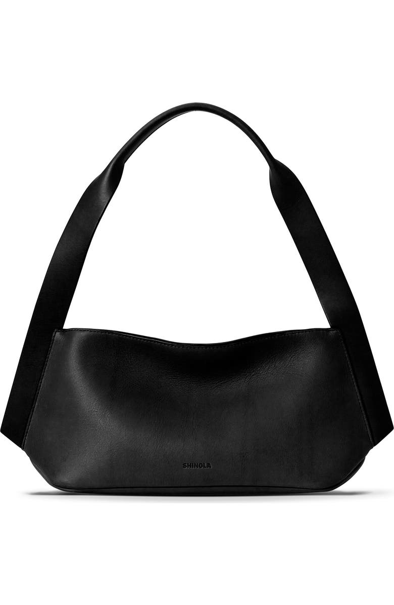 Shinola Small Derby Leather Shoulder Bag, Main, color, Black