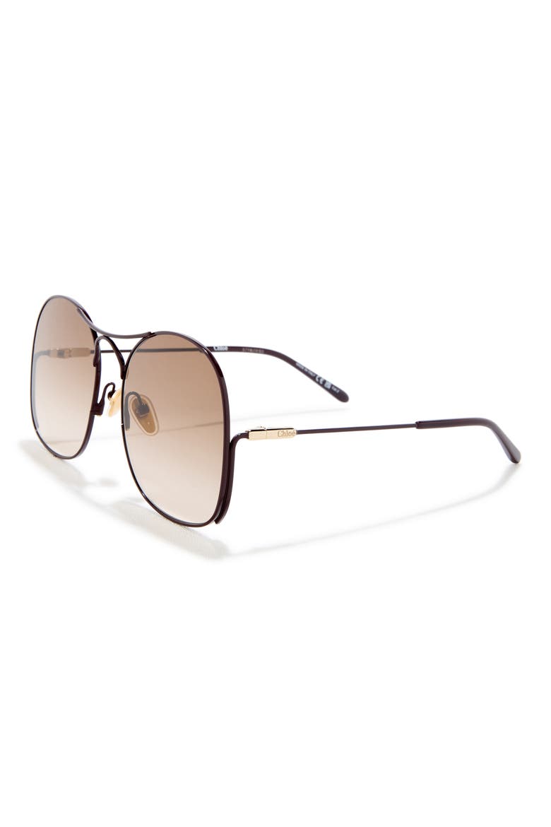 59mm Oversize Sunglasses, Alternate, color, BURGUNDY BURGUNDY BROWN
