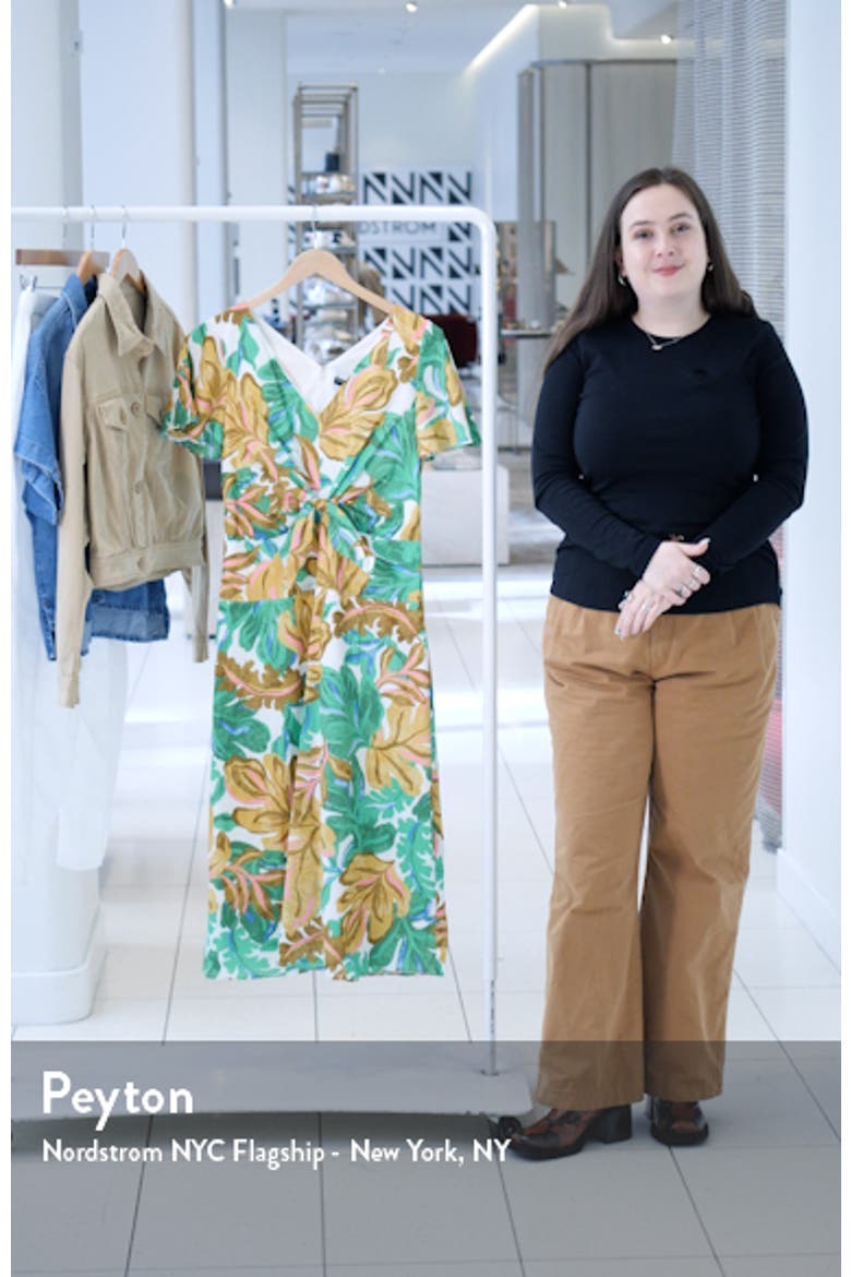 Front Tie Short Sleeve Cotton Midi Dress video